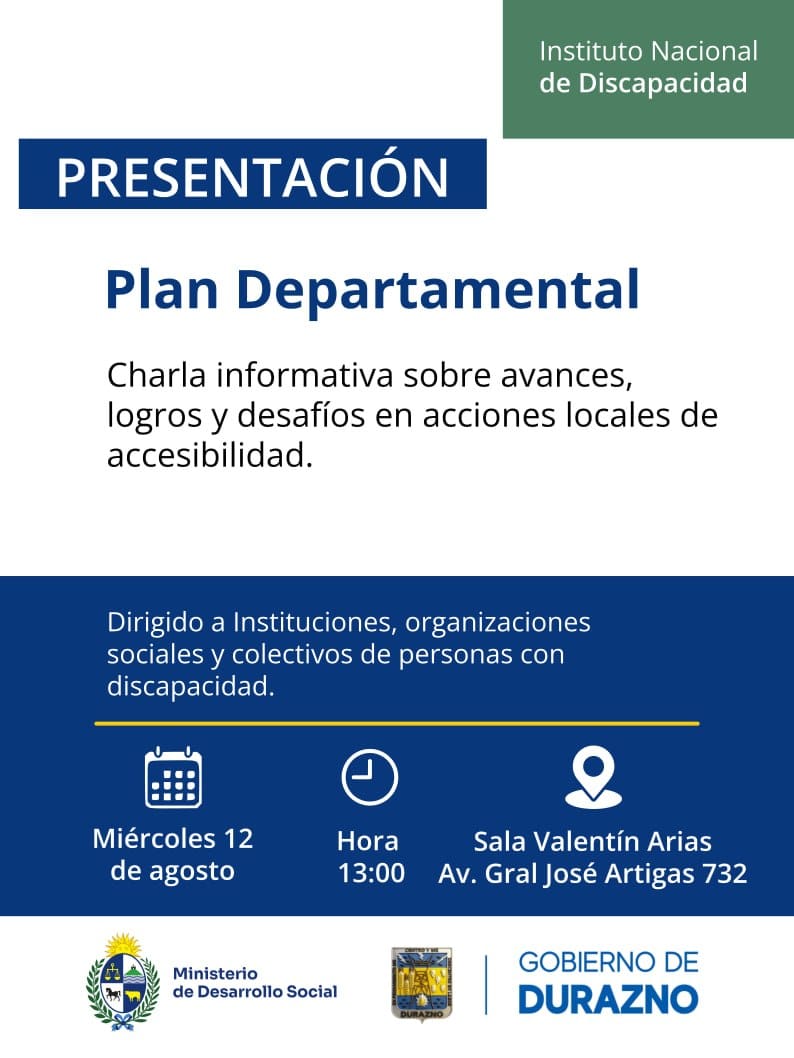 Presentarán el Plan Departamental de Accesibilidad en Durazno